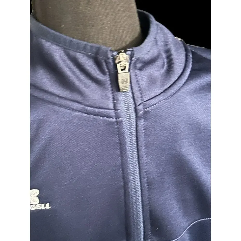 Russell‎ Athletic Youth Sz XL Zip Up Jacket Navy Blue w/ White Stripes On Arm